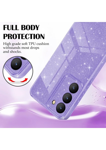 Samsung Galaxy S24 Uyumlu Kılıf Kamera Korumalı Parlak Işıltılı Simli Yıldızlı Renkli Slikon Kapak modelleri