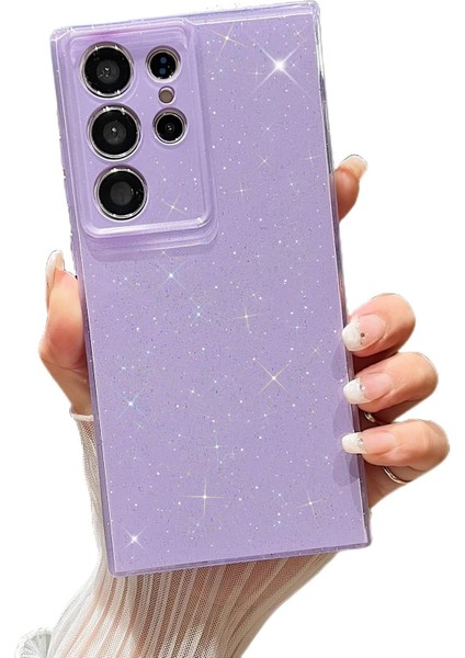 Samsung Galaxy S22 Ultra Uyumlu Kılıf Kamera Korumalı Parlak Işıltılı Simli Yıldızlı Slikon Kapak
