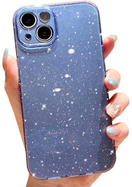 Iphone 13/14 Uyumlu Kılıf Kamera Korumalı Parlak Işıltılı Simli Yıldızlı Renkli Slikon Kapak