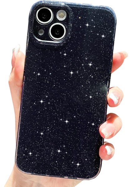 Iphone 13/14 Uyumlu Kılıf Kamera Korumalı Parlak Işıltılı Simli Yıldızlı Renkli Slikon Kapak