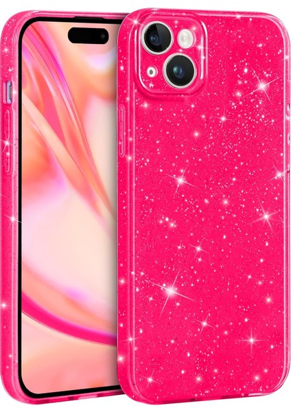 Iphone 14 Plus Uyumlu Kılıf Kamera Korumalı Parlak Işıltılı Simli Yıldızlı Renkli Slikon Kapak