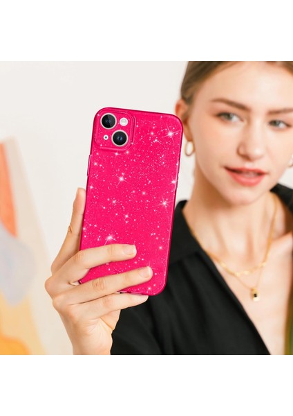 Iphone 14 Plus Uyumlu Kılıf Kamera Korumalı Parlak Işıltılı Simli Yıldızlı Renkli Slikon Kapak