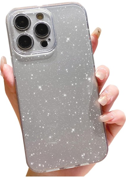 Iphone 13 Pro Uyumlu Kılıf Kamera Korumalı Parlak Işıltılı Simli Yıldızlı Renkli Slikon Kapak