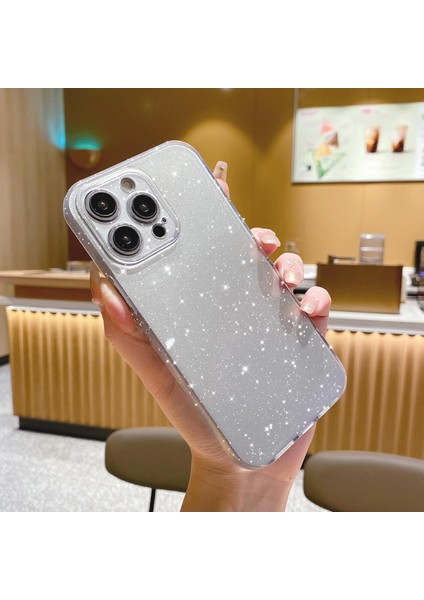 Iphone 13 Pro Uyumlu Kılıf Kamera Korumalı Parlak Işıltılı Simli Yıldızlı Renkli Slikon Kapak