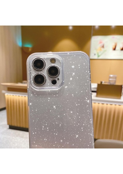Iphone 13 Pro Uyumlu Kılıf Kamera Korumalı Parlak Işıltılı Simli Yıldızlı Renkli Slikon Kapak