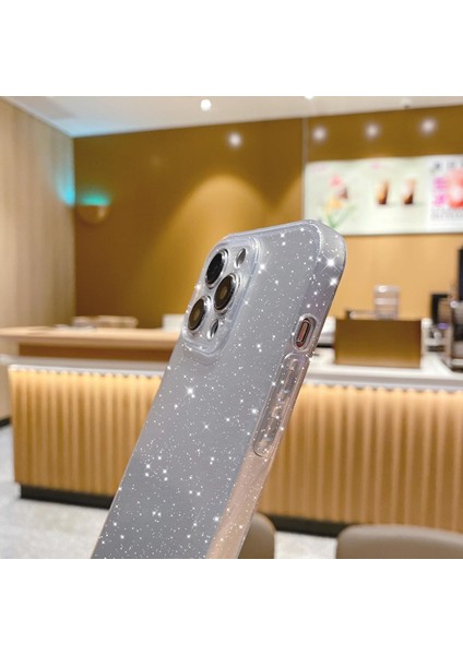 Iphone 13 Pro Uyumlu Kılıf Kamera Korumalı Parlak Işıltılı Simli Yıldızlı Renkli Slikon Kapak
