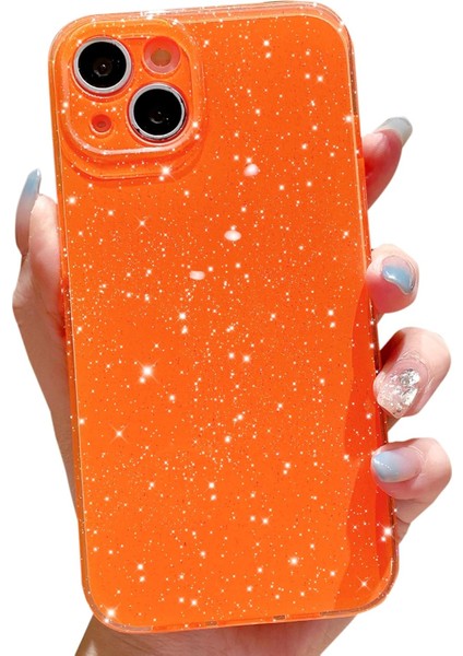 Iphone 15 Plus Uyumlu Kılıf Kamera Korumalı Parlak Işıltılı Simli Yıldızlı Renkli Slikon Kapak