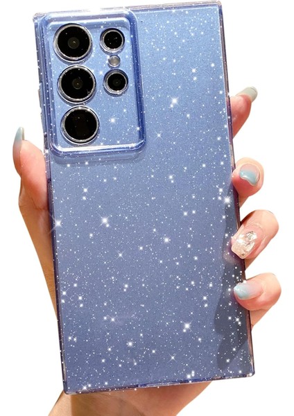 Samsung Galaxy S22 Ultra Uyumlu Kılıf Kamera Korumalı Parlak Işıltılı Simli Yıldızlı Slikon Kapak