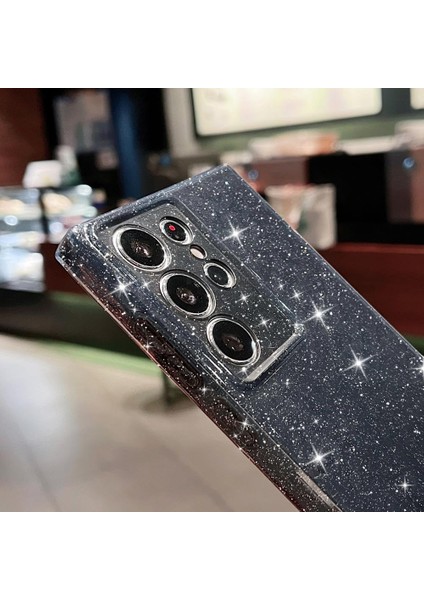 Samsung Galaxy S22 Ultra Uyumlu Kılıf Kamera Korumalı Parlak Işıltılı Simli Yıldızlı Slikon Kapak fırsatları