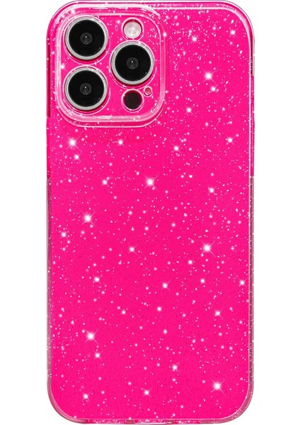 Iphone 15 Pro Uyumlu Kılıf Kamera Korumalı Parlak Işıltılı Simli Yıldızlı Renkli Slikon Kapak