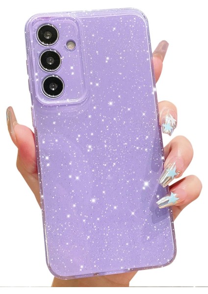 Samsung Galaxy A24 Uyumlu Kılıf Kamera Korumalı Parlak Işıltılı Simli Yıldızlı Renkli Slikon Kapak