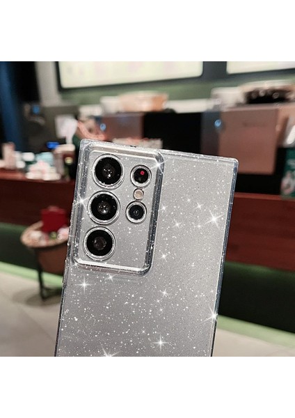 Samsung Galaxy S22 Ultra Uyumlu Kılıf Kamera Korumalı Parlak Işıltılı Simli Yıldızlı Slikon Kapak fırsatları