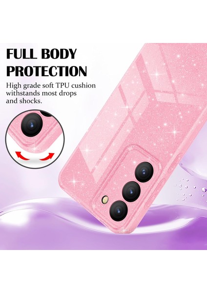 Samsung Galaxy A24 Uyumlu Kılıf Kamera Korumalı Parlak Işıltılı Simli Yıldızlı Renkli Slikon Kapak modelleri