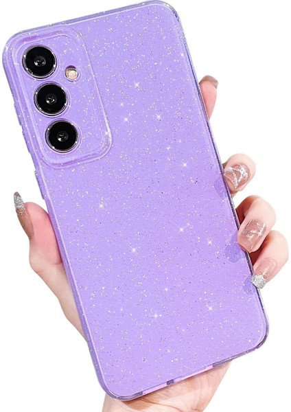 Samsung Galaxy A55 Uyumlu Kılıf Kamera Korumalı Parlak Işıltılı Simli Yıldızlı Renkli Slikon Kapak