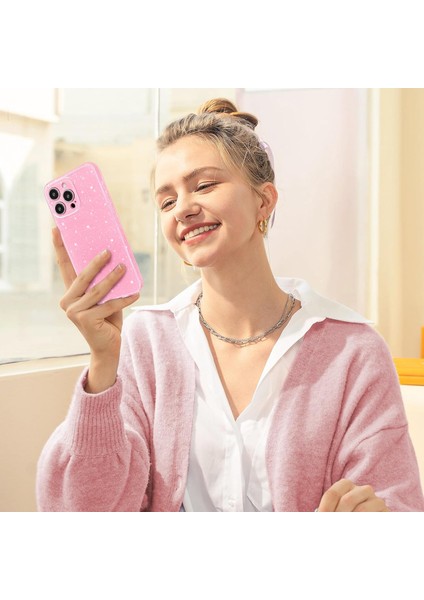 Iphone 15 Uyumlu Kılıf Kamera Korumalı Parlak Işıltılı Simli Yıldızlı Renkli Slikon Kapak