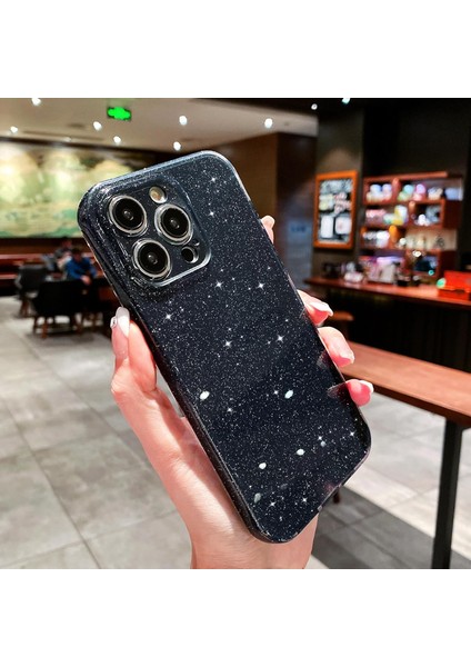 Iphone 14 Pro Uyumlu Kılıf Kamera Korumalı Parlak Işıltılı Simli Yıldızlı Renkli Slikon Kapak