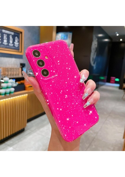 Samsung Galaxy A25 Uyumlu Kılıf Kamera Korumalı Parlak Işıltılı Simli Yıldızlı Renkli Slikon Kapak
