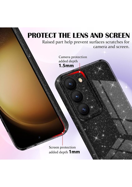 Samsung Galaxy A25 Uyumlu Kılıf Kamera Korumalı Parlak Işıltılı Simli Yıldızlı Renkli Slikon Kapak