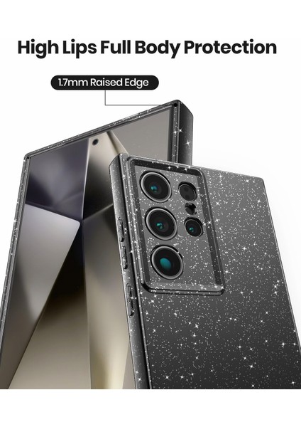 Samsung Galaxy S22 Ultra Uyumlu Kılıf Kamera Korumalı Parlak Işıltılı Simli Yıldızlı Slikon Kapak modelleri