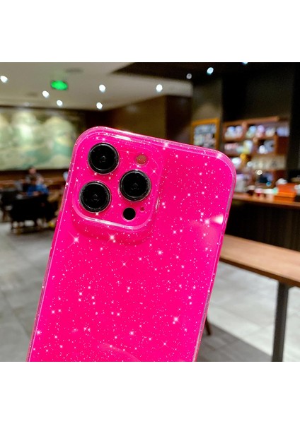 Iphone 12 Pro Max Uyumlu Kılıf Kamera Korumalı Parlak Işıltılı Simli Yıldızlı Renkli Slikon Kapak