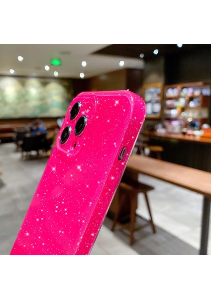 Iphone 12 Pro Max Uyumlu Kılıf Kamera Korumalı Parlak Işıltılı Simli Yıldızlı Renkli Slikon Kapak