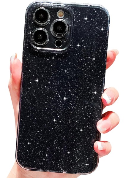 Iphone 13 Pro Uyumlu Kılıf Kamera Korumalı Parlak Işıltılı Simli Yıldızlı Renkli Slikon Kapak