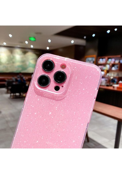 Iphone 12 Pro Uyumlu Kılıf Kamera Korumalı Parlak Işıltılı Simli Yıldızlı Renkli Slikon Kapak