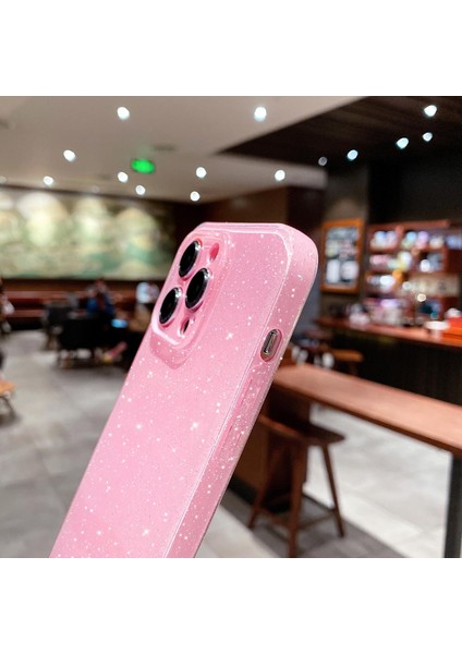 Iphone 12 Pro Uyumlu Kılıf Kamera Korumalı Parlak Işıltılı Simli Yıldızlı Renkli Slikon Kapak