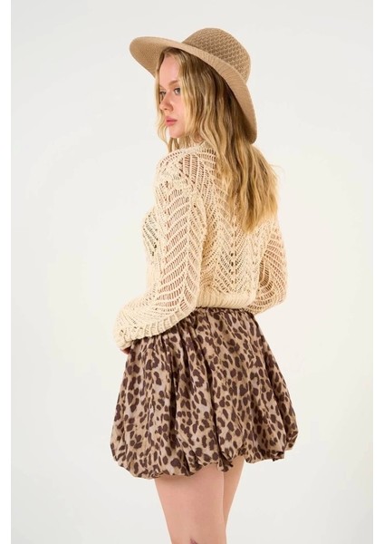 Leopar Balon Etek - Leopar Açık Kahve