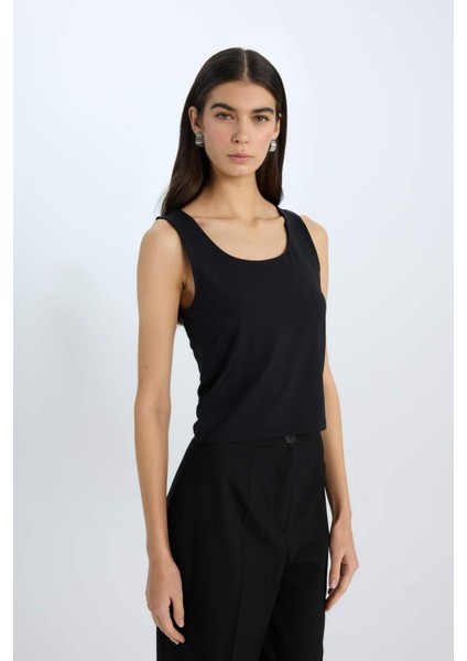 Slim Fit Dar Kesim Basic Düz Yuvarlak Yaka Atlet C2622AX25SP