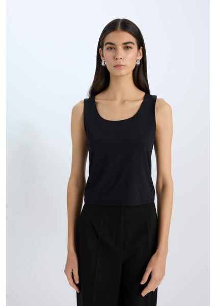 Slim Fit Dar Kesim Basic Düz Yuvarlak Yaka Atlet C2622AX25SP