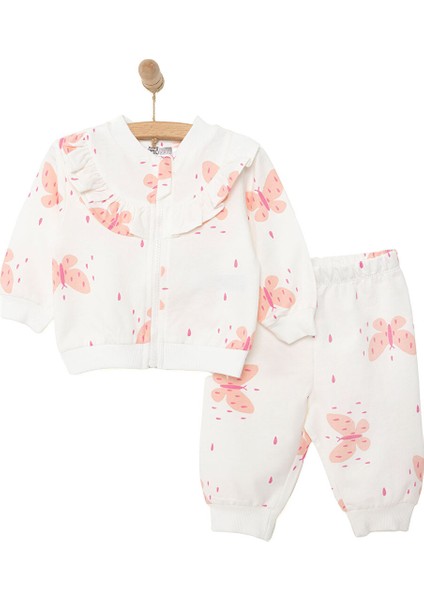Basic Kız Fermuarlı Kelebek Desenli Eşofman Takımı Kız Bebek