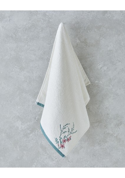 Flower Creeper Pamuklu Nakışlı Yüz Havlusu 50X80 cm Ekru