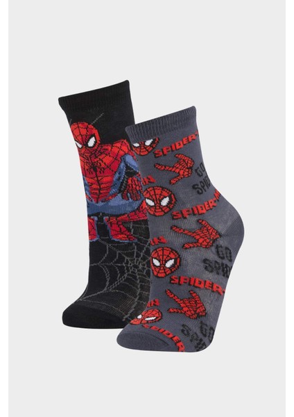 Erkek Çocuk Marvel Spiderman 2'li Pamuklu Uzun Çorap E5167A8NS