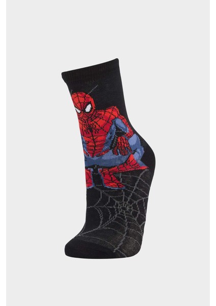 Erkek Çocuk Marvel Spiderman 2'li Pamuklu Uzun Çorap E5167A8NS
