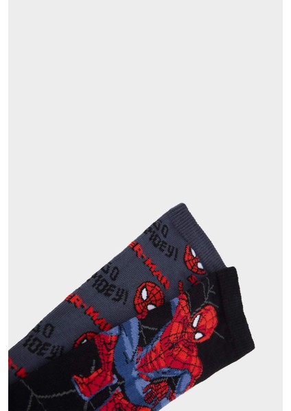 Erkek Çocuk Marvel Spiderman 2'li Pamuklu Uzun Çorap E5167A8NS