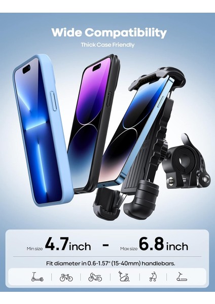 Motor Gidonu Için Telefon Tutucu Sarsıntı Önleyici Özellikli 360°DÖNEBILEN Dayanıklı Telefon Tutucu