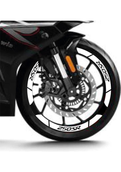 Beyaz Cf Moto 250 Sr Geniş Jant Sticker Etiket Modeli