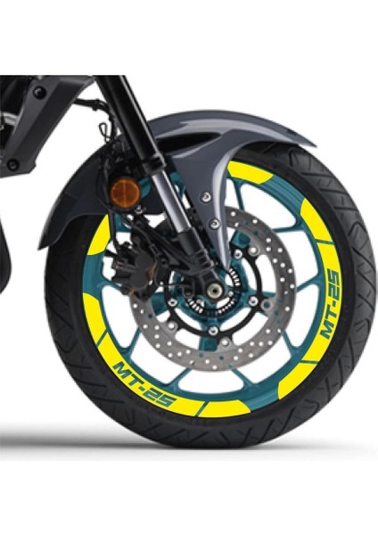Sarı Yamaha Mt-25 Geniş Jant Sticker Etiket Modeli