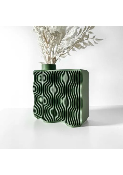 Çıkıntılı Tasarımlı Geometrik Modern Yeşil Vazo