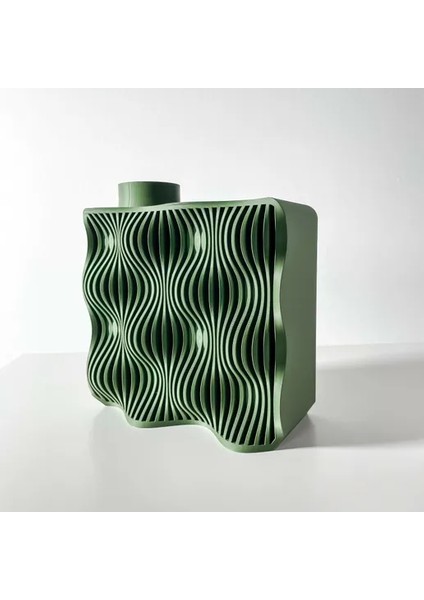 Çıkıntılı Tasarımlı Geometrik Modern Yeşil Vazo