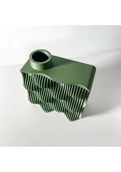 Çıkıntılı Tasarımlı Geometrik Modern Yeşil Vazo