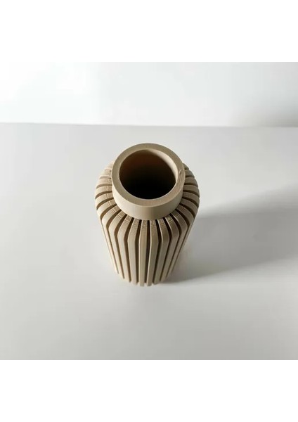 Silindirik Tasarımlı Çizgisel Detaylı Modern Kahverengi Vazo modelleri