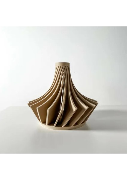 Spiral ve Çizgisel Tasarımlı Geometrik Modern Kahverengi Vazo