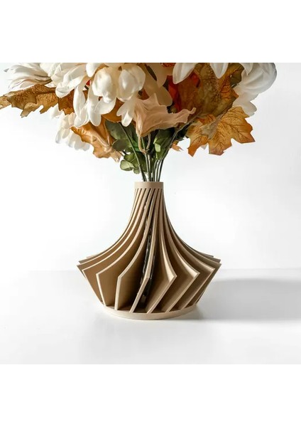 Spiral ve Çizgisel Tasarımlı Geometrik Modern Kahverengi Vazo fiyatları
