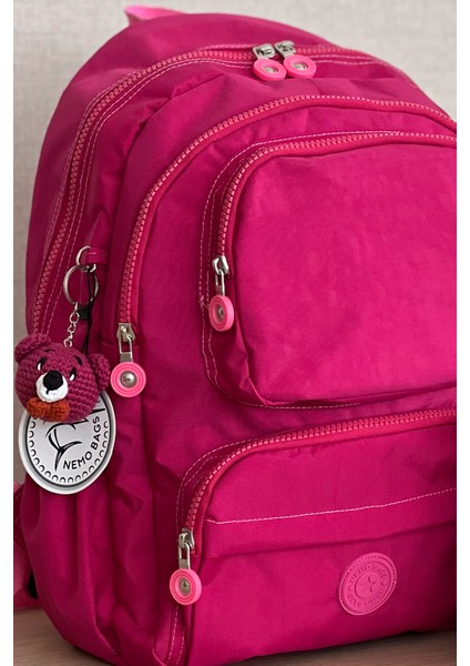 Orta Boy Okul Çantası Laptop ve Seyahat Sırt Çantası Su Geçirmez Ayıcık Anahtarlık Hediyeli