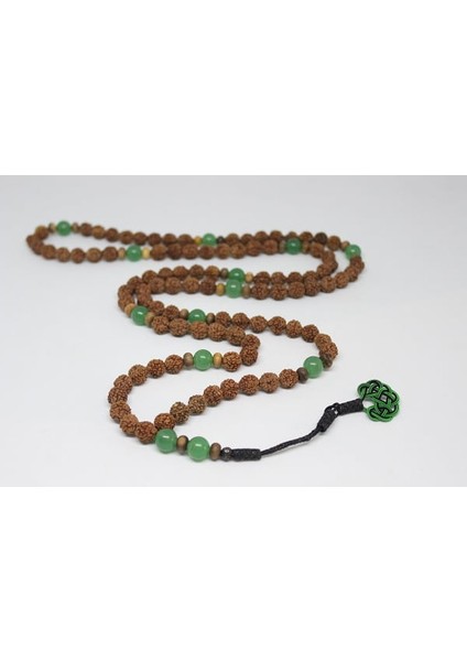 108'LI Rudraksha ( Rudrakşa) Tohumu ve Aventurin Taşlı Mala