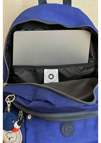 Orta Boy Saks Mavisi Okul Çantası Laptop ve Seyahat Sırt Çantası Su Geçirmez Ayıcık Anahtarlık Hediyeli modelleri