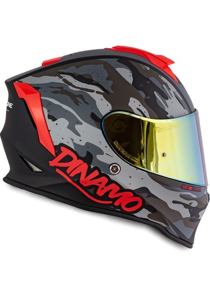 Dinamo Camo Siyah-Titanium-Kırmızı Kask