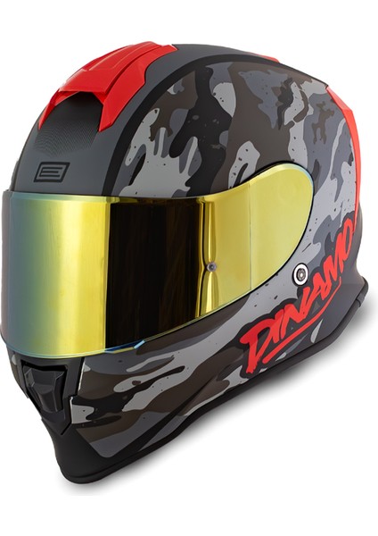 Dinamo Camo Siyah-Titanium-Kırmızı Kask